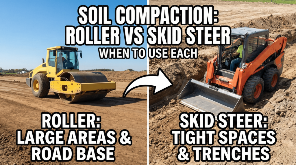 Skid Steer Soil Compaction with Roller