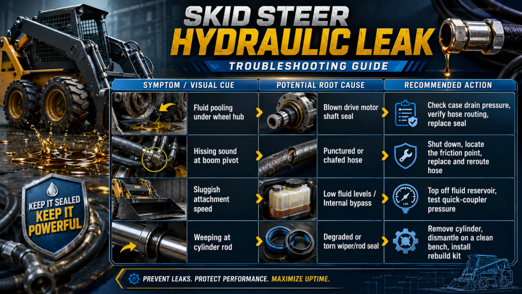 Skid Steer Hydraulic Leaks Table