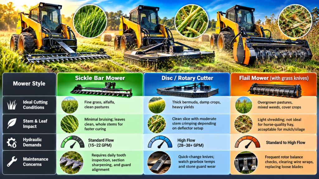 Skid steer hay cutting attachment Table
