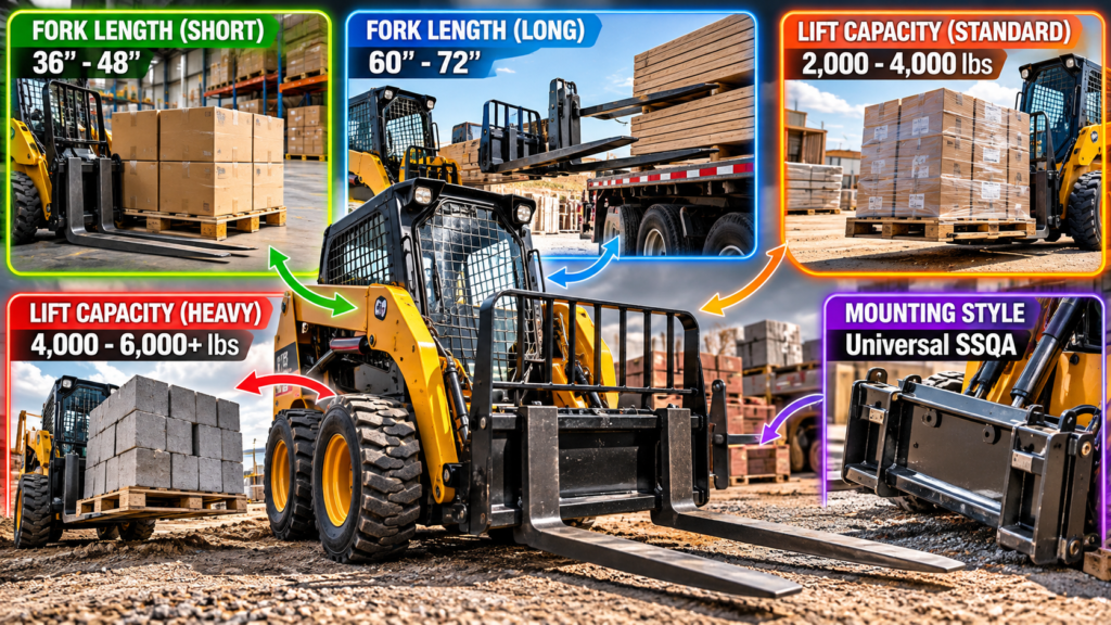Skid steer pallet forks Table