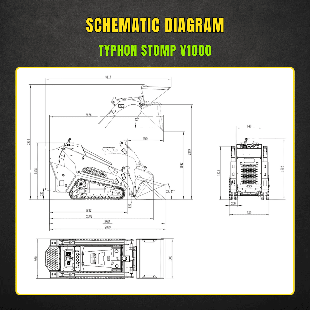 TYPHON Stomp V1000 24HP Kubota D1105 Water Cooled Diesel Skid Steer Pilot Control34