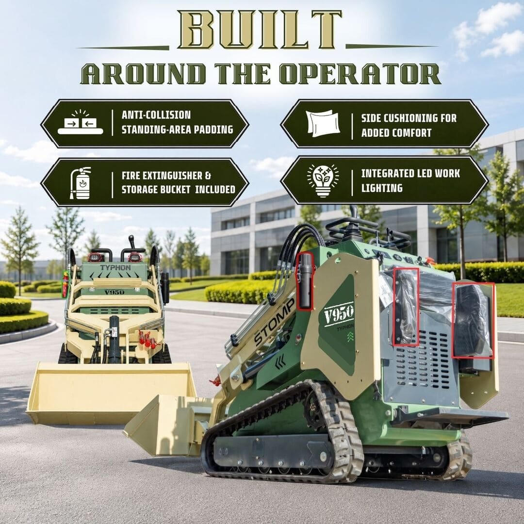 Typhon Stomp V950 Mini Skid Steer Track Loader - Konstructz Series 1.5 Ton 25HP Kubota D1105 Engine - Image 33