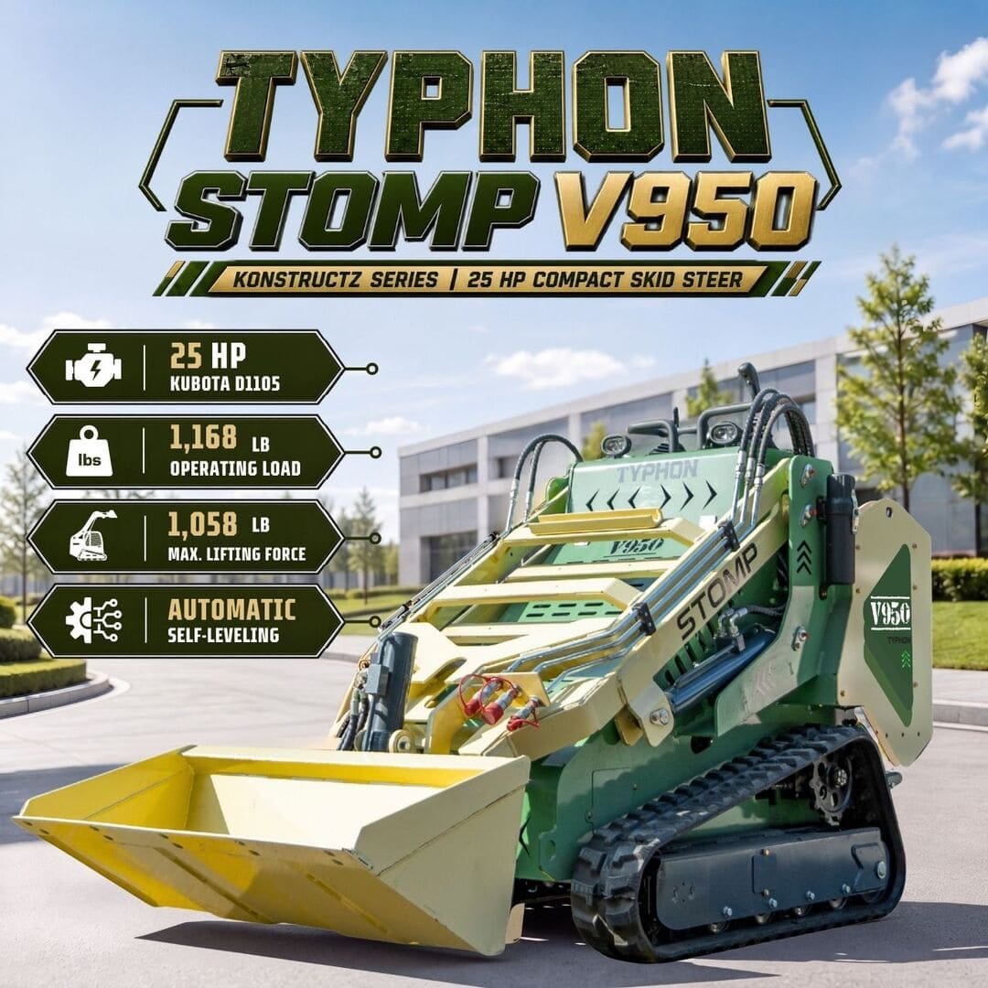 Typhon Stomp V950 Mini Skid Steer Track Loader - Konstructz Series 1.5 Ton 25HP Kubota D1105 Engine - Image 28